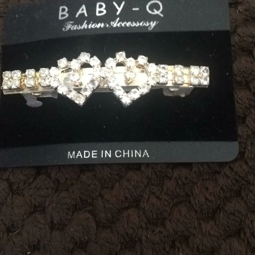 New double heart  rhinestone hair clip